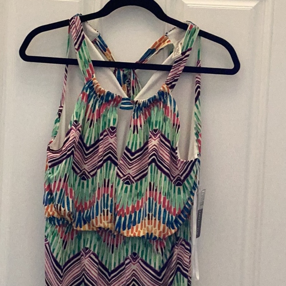 Soho Pink and Green, purple Maxi Dress with Cut Out Gathered Tank Top Style